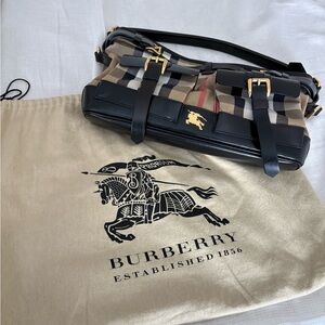Burberry Beige and Black Checkered Shoulder Bag- Authentic